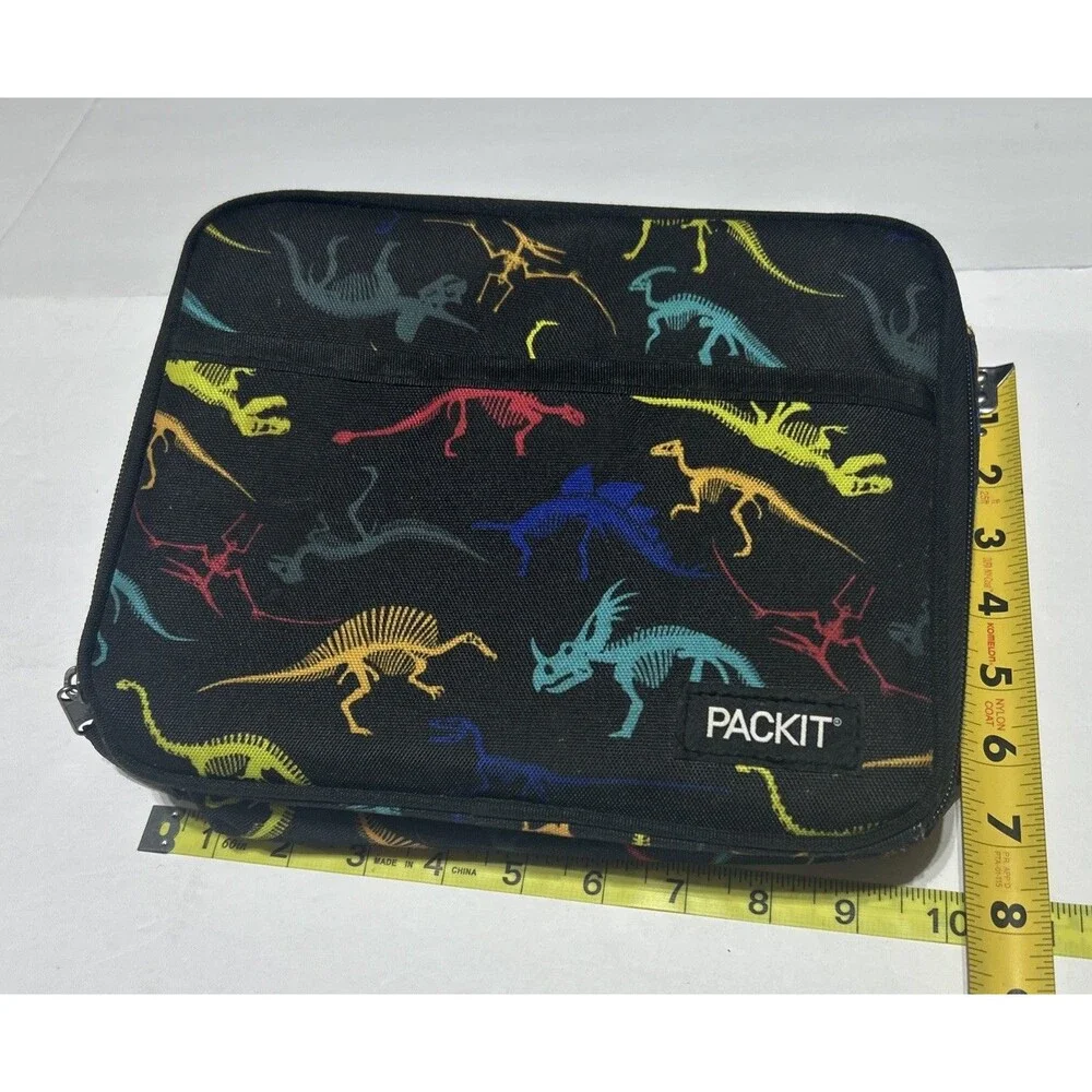 PackIt Dinosaur Skeleton Print Insulated Lunch Box Bag Built-In Cooling